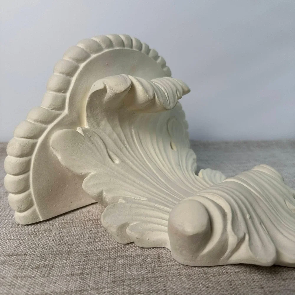 Handmade White Acanthus Wall Shelf Corbel | Architectural Decor